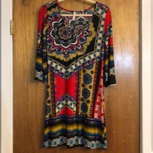 Cezanne Shift Dress With V-Neck Size XL
